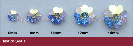 Swarovski 3700 Margarita sew on sizes